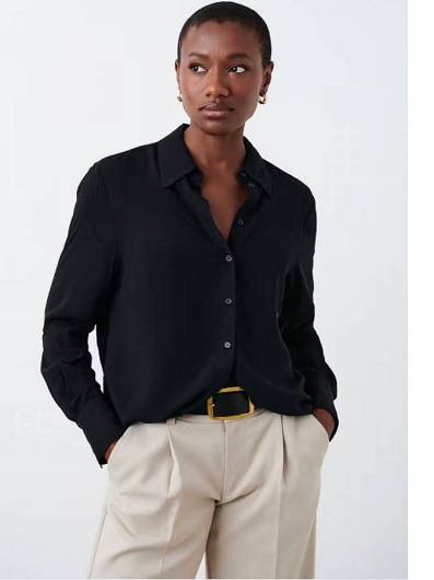GINA TRICOT - Γυναικείο πουκάμισο viscose shirt 21103 (9000) Μαύρο