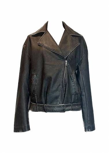Gina Tricot - Γυναικείο δερμάτινο τζάκετ Washed Biker Jacket 21996 (9000) Μαύρο