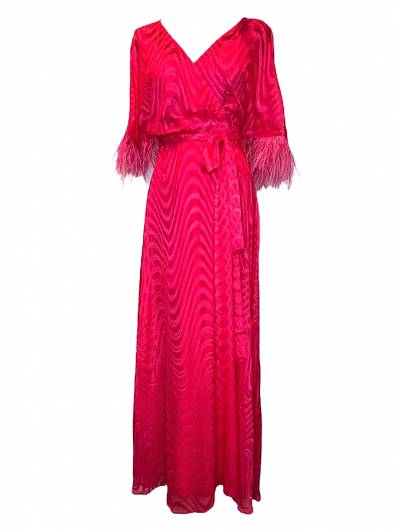 ACCESS - Γυναικείο Φόρεμα μακρύ κρουαζέ πούπουλο 33-3327 FOUX
