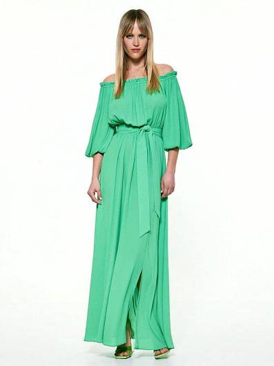 ACCESS - Γυναικείο Φόρεμα μακρύ έξωμο 33-3353 Green