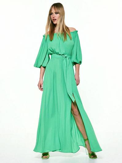 ACCESS - Γυναικείο Φόρεμα μακρύ έξωμο 33-3353 Green