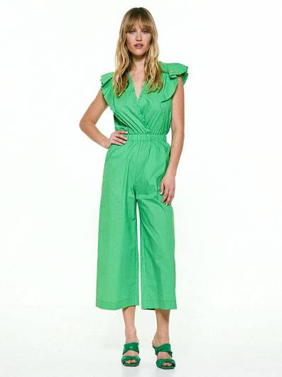 ACCESS - Γυναικεία Ολόσωμη φόρμα με cropped βολανάκια 33-5516 Green