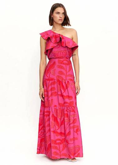 COMPANIA FANTASTICA - Γυναικεία Maxi φούστα 41C/11305 Ροζ