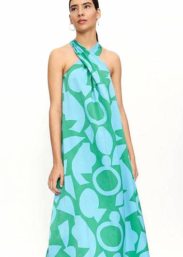 COMPANIA FANTASTICA - Γυναικείο Αμάνικο φόρεμα 41C/11307 Πράσινο
