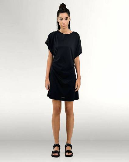 ACCESS - Γυναικείο Φόρεμα μίνι κοντομάνικο με σούρες 43-3048 Black