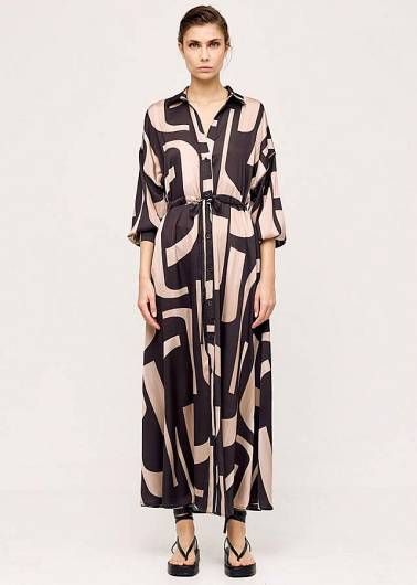 ACCESS - Γυναικείο Φόρεμα σεμιζιέ με τύπωμα και δέσιμο 43-3316 Multi