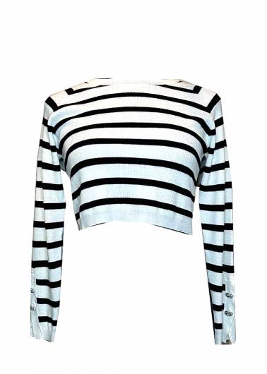 VICOLO - Γυναικεία μπλούζα ριγέ 44003B ριγέ λευκό / μαύρο