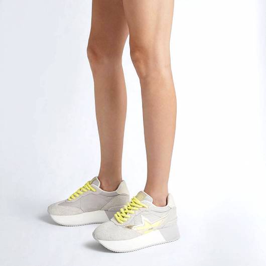 LIU JO - Γυναικεία Platform sneakers with glitter star BA4083PX480 S3208 γκρι/κίτρινο