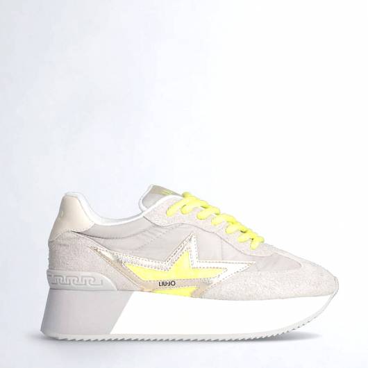 LIU JO - Γυναικεία Platform sneakers with glitter star BA4083PX480 S3208 γκρι/κίτρινο