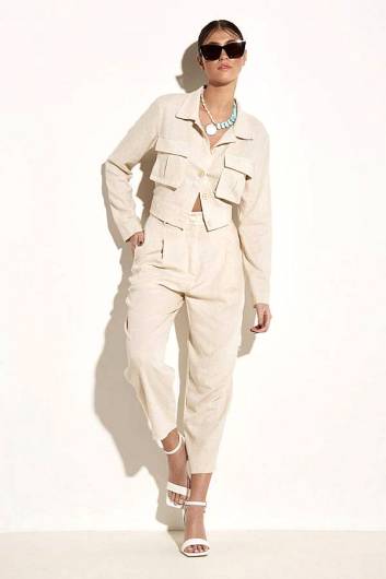 IRAIDA ETHEREAL - Γυναικείο παντελόνι Nala linen trousers Beige