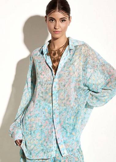 IRAIDA ETHEREAL - Γυναικείο Πουκάμισο Azul Oversized Shirt Print