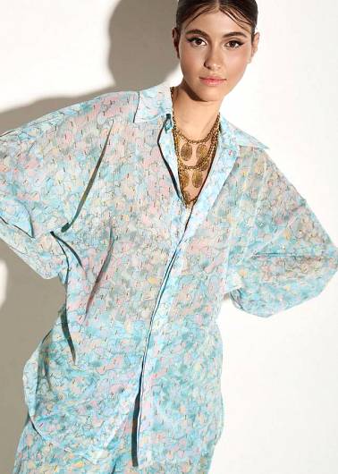 IRAIDA ETHEREAL - Γυναικείο Πουκάμισο Azul Oversized Shirt Print