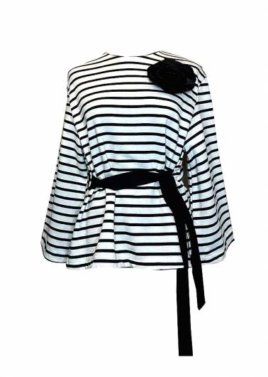 VICOLO - Γυναικεία μπλούζα ριγέ TB0141 ριγέ λευκό / μαύρο