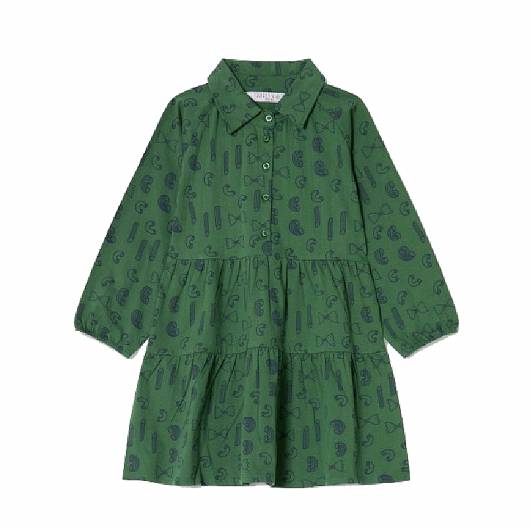 COMPANIA FANTASTICA - Dress geometric pasta print KO21HIL24 Green
