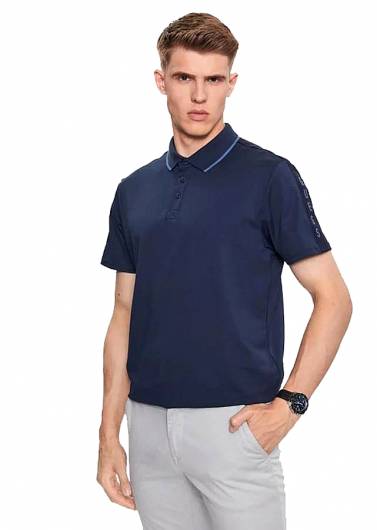 GUESS - Ανδρικό Polo T-Shirt Paul Pique Tape M2YP25 KARS0 (G7R1) Σκούρο Μπλε