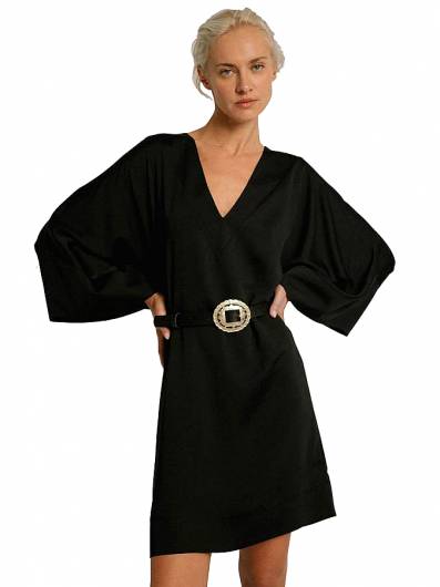 DOLCE DOMENICA - Γυναίκειο Φόρεμα Σατέν Siena W22-22707 Black