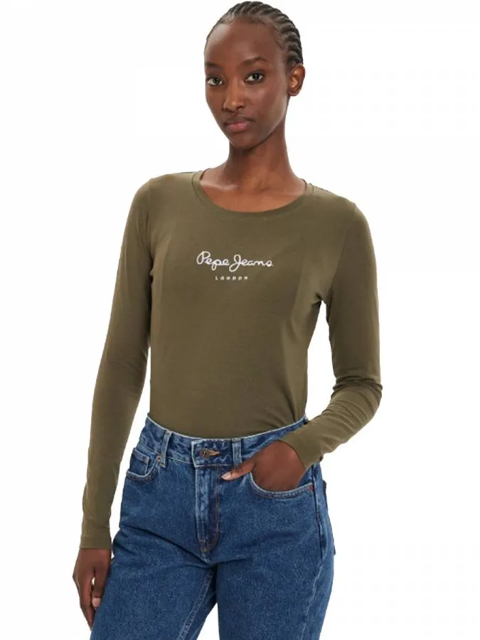 PEPE JEANS - Γυναικεία μπλούζα Slim Fit PL505203 Πράσινο
