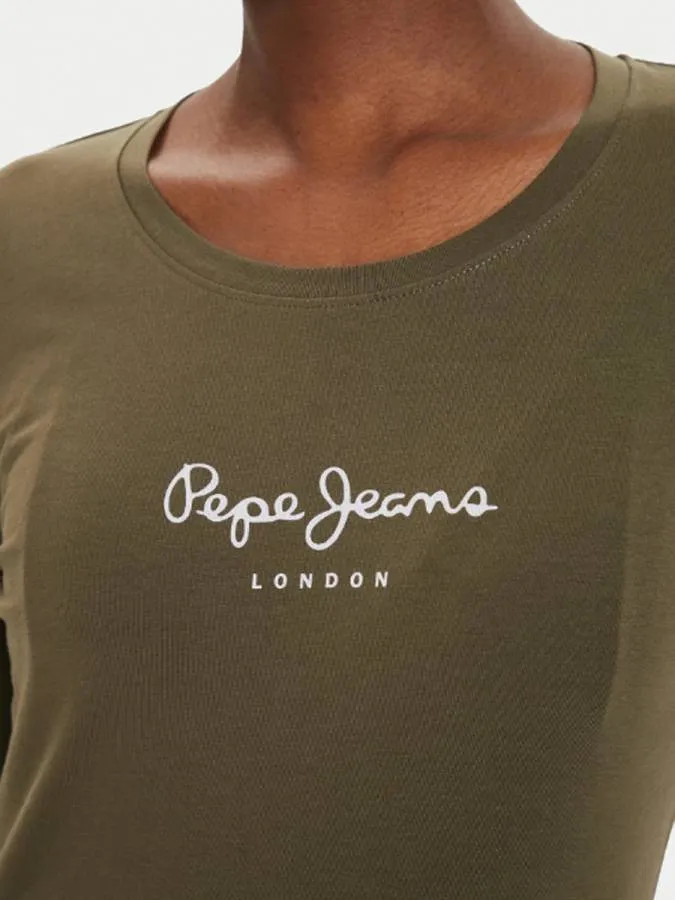 PEPE JEANS - Γυναικεία μπλούζα Slim Fit PL505203 Πράσινο