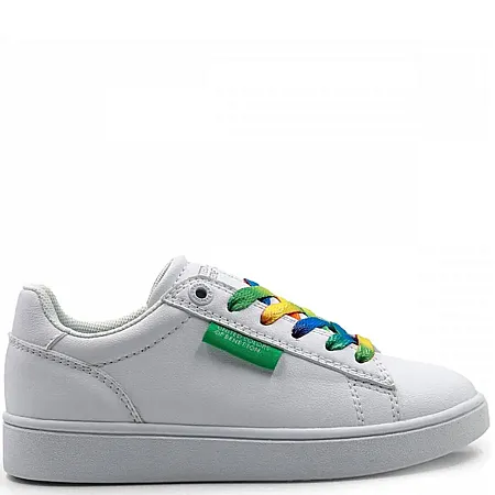 BENETTON - Παιδικά sneakers LABEL MULTICOLOR LACES BTK114014 White 1010