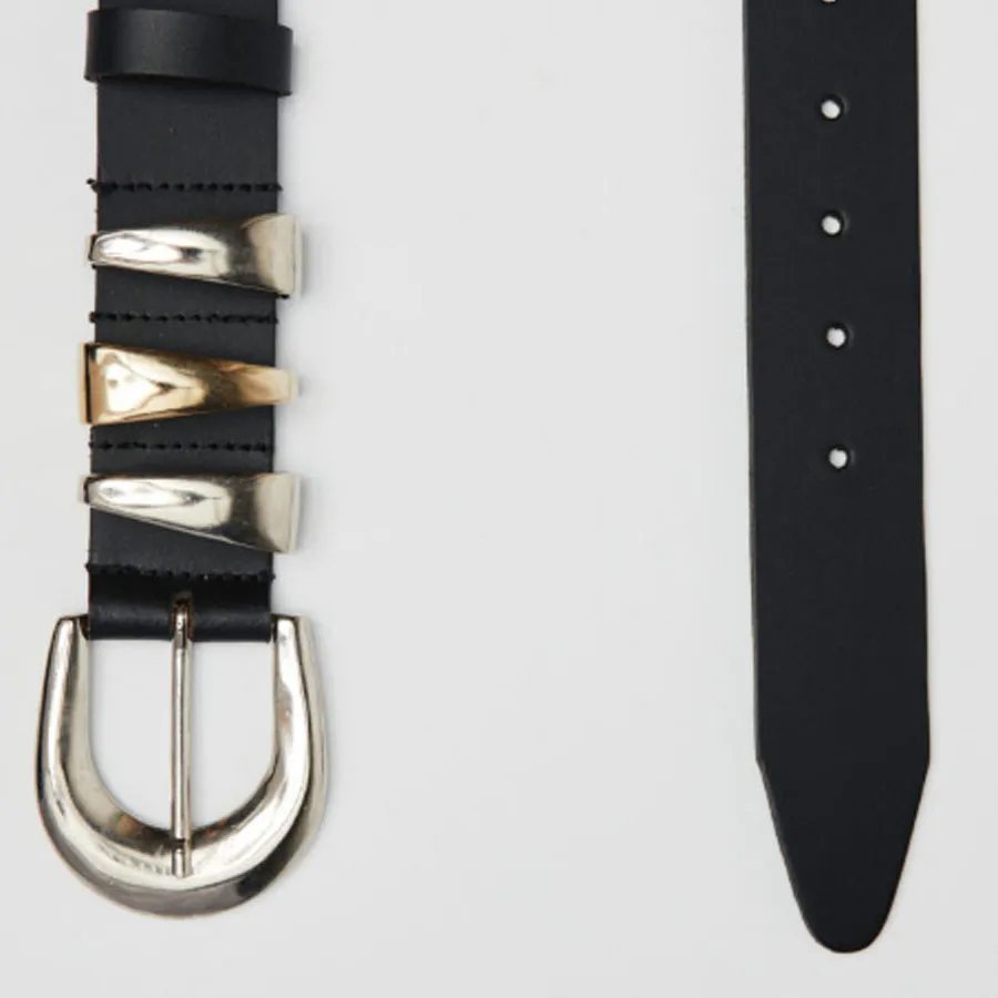 LEATHER TWIST - Γυναικεία ζώνη TRIPTYCH F23/20 ΜΑΥΡΗ