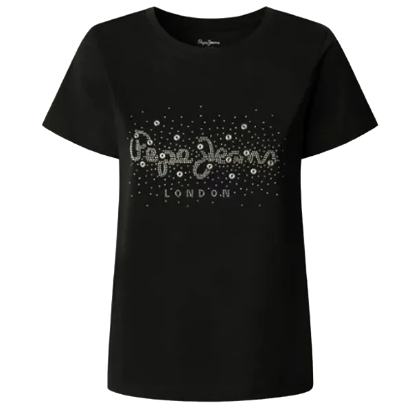 PEPE JEANS - Γυναικείο T-shirt Strass Logo T-Shirt PL5000078 (999) Black