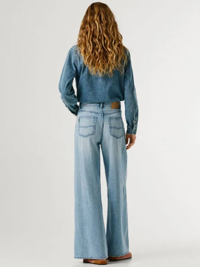 PEPE JEANS - Γυναικείο jean High-Rise Wide Fit Jeans - Jaimy PL2047404 (2W0)  Vintage Worn Bleach Tencel Ble
