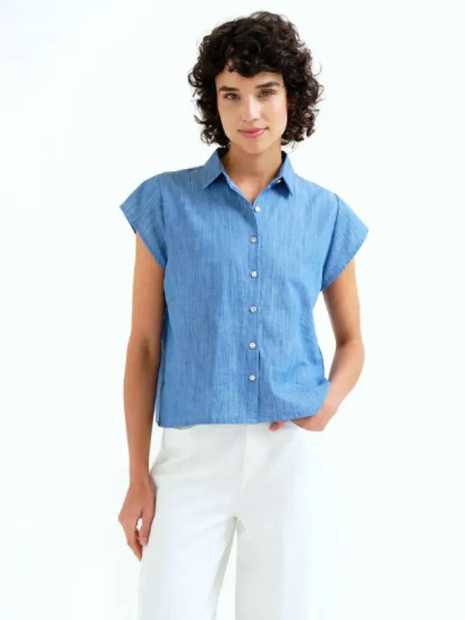 COMPANIA FANTASTICA - Γυναικείο πουκάμισο 62C/40103/1XS Denim