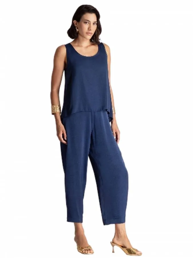 MOUTAKI - Γυναικείο παντελόνι Barrel Fit 26.03.43 Navy