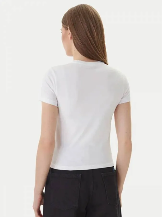 GUESS - Γυναικεία T-shirt Slim Fit Crop Top W6GIB1J1314-G011 Λευκό