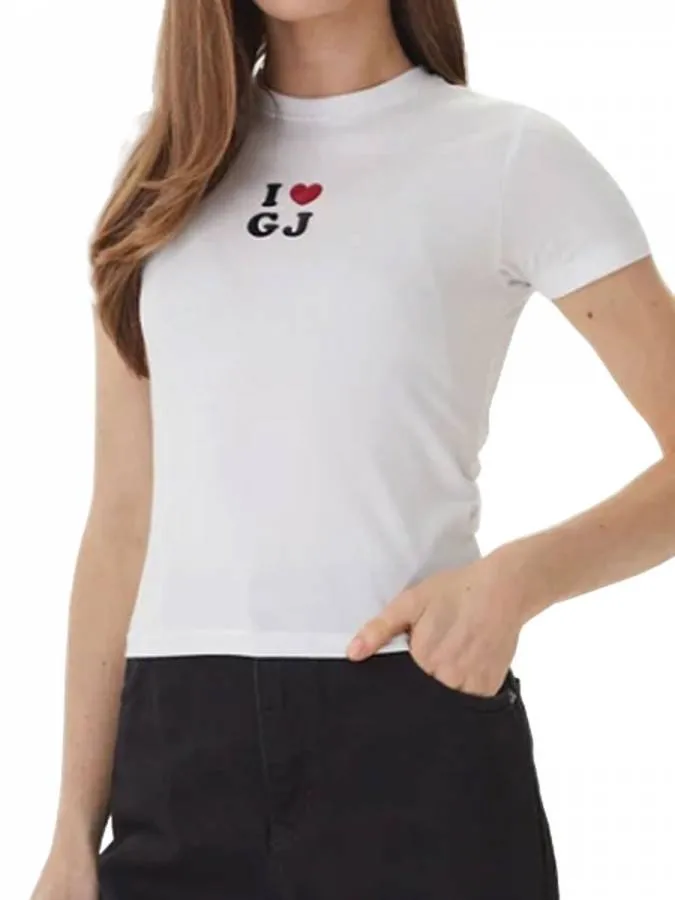 GUESS - Γυναικεία T-shirt Slim Fit Crop Top W6GIB1J1314-G011 Λευκό