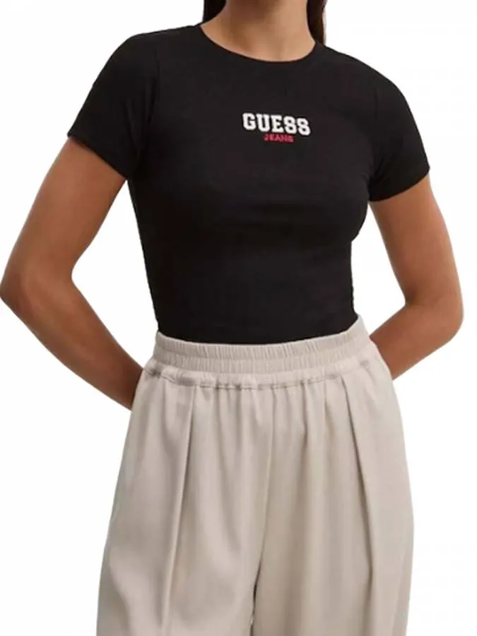 GUESS - Γυναικείο T-shirt Slim Fit W4YI64KA0H1-JBLK Μαύρο