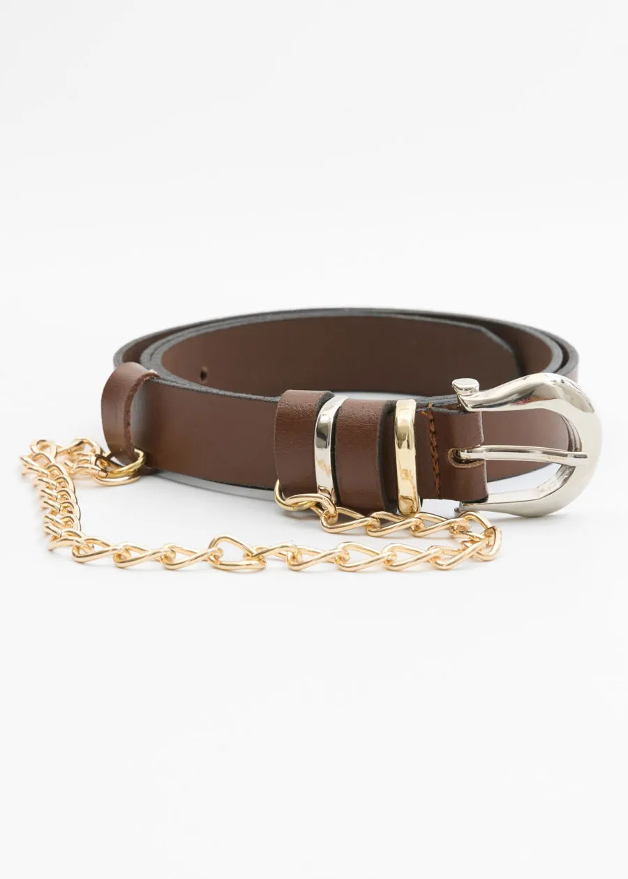 LEATHER TWIST - Γυναικεία ζώνη CHAIN WHISPER BSS26/20 ΚΑΦΕ