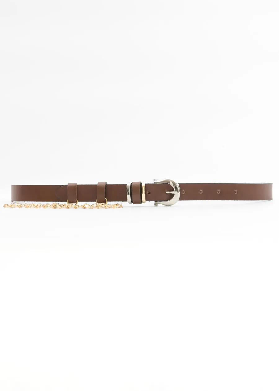 LEATHER TWIST - Γυναικεία ζώνη CHAIN WHISPER BSS26/20 ΚΑΦΕ