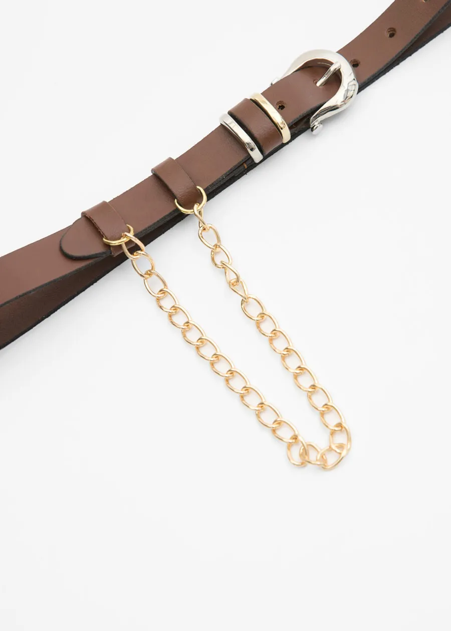 LEATHER TWIST - Γυναικεία ζώνη CHAIN WHISPER BSS26/20 ΚΑΦΕ