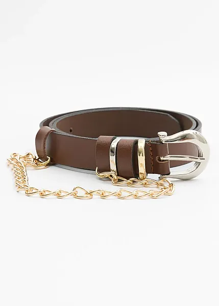 LEATHER TWIST - Γυναικεία ζώνη CHAIN WHISPER BSS26/20 ΚΑΦΕ