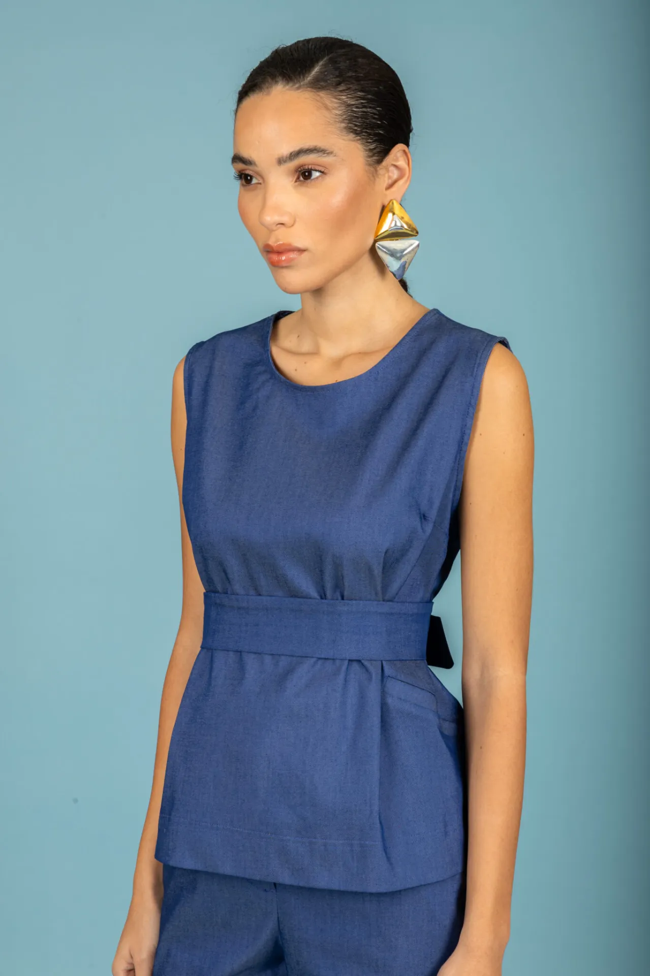 CHATON - Γυναικείο top Bruno 131-71534-Denim (772) Μπλέ