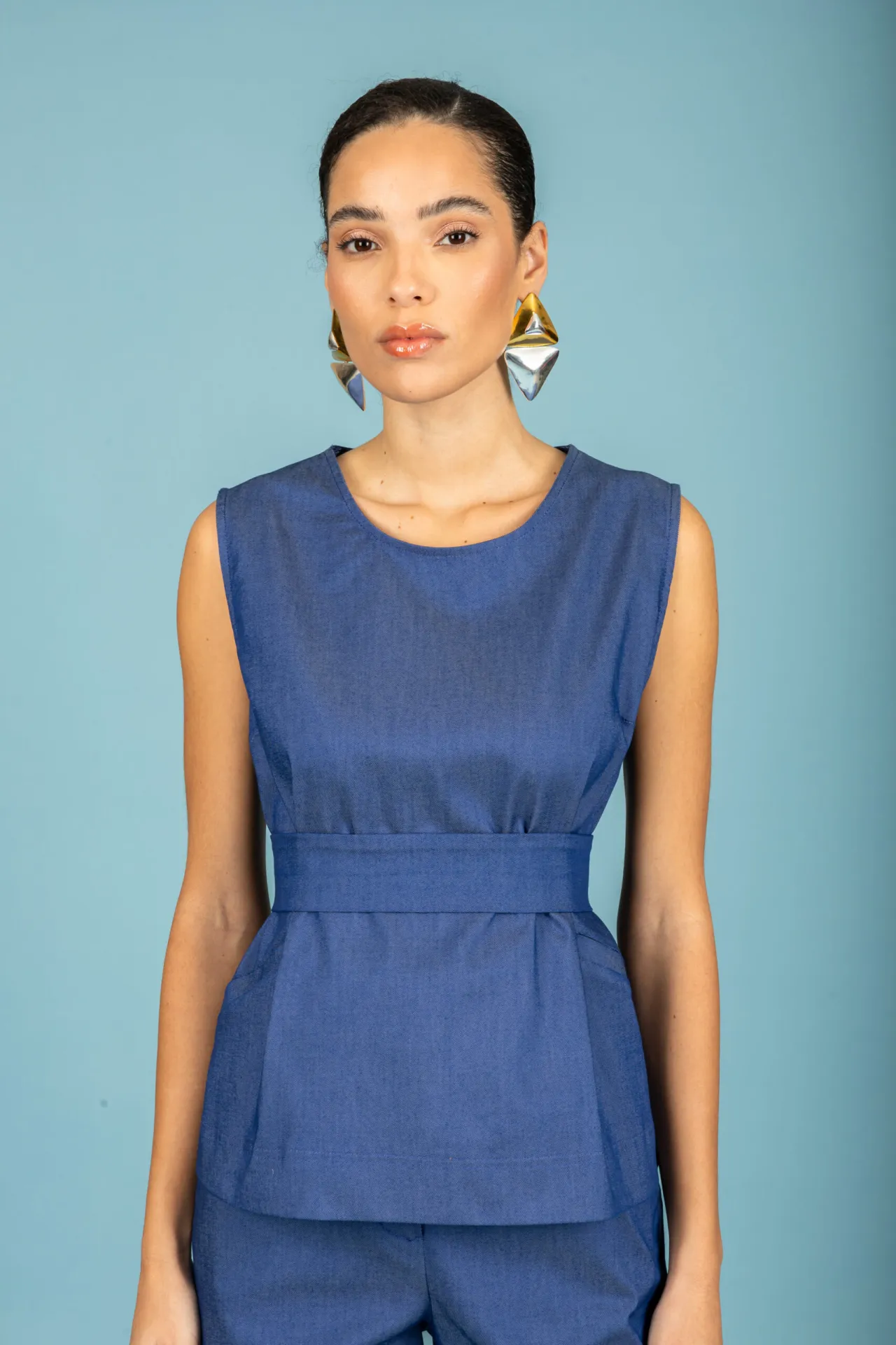 CHATON - Γυναικείο top Bruno 131-71534-Denim (772) Μπλέ