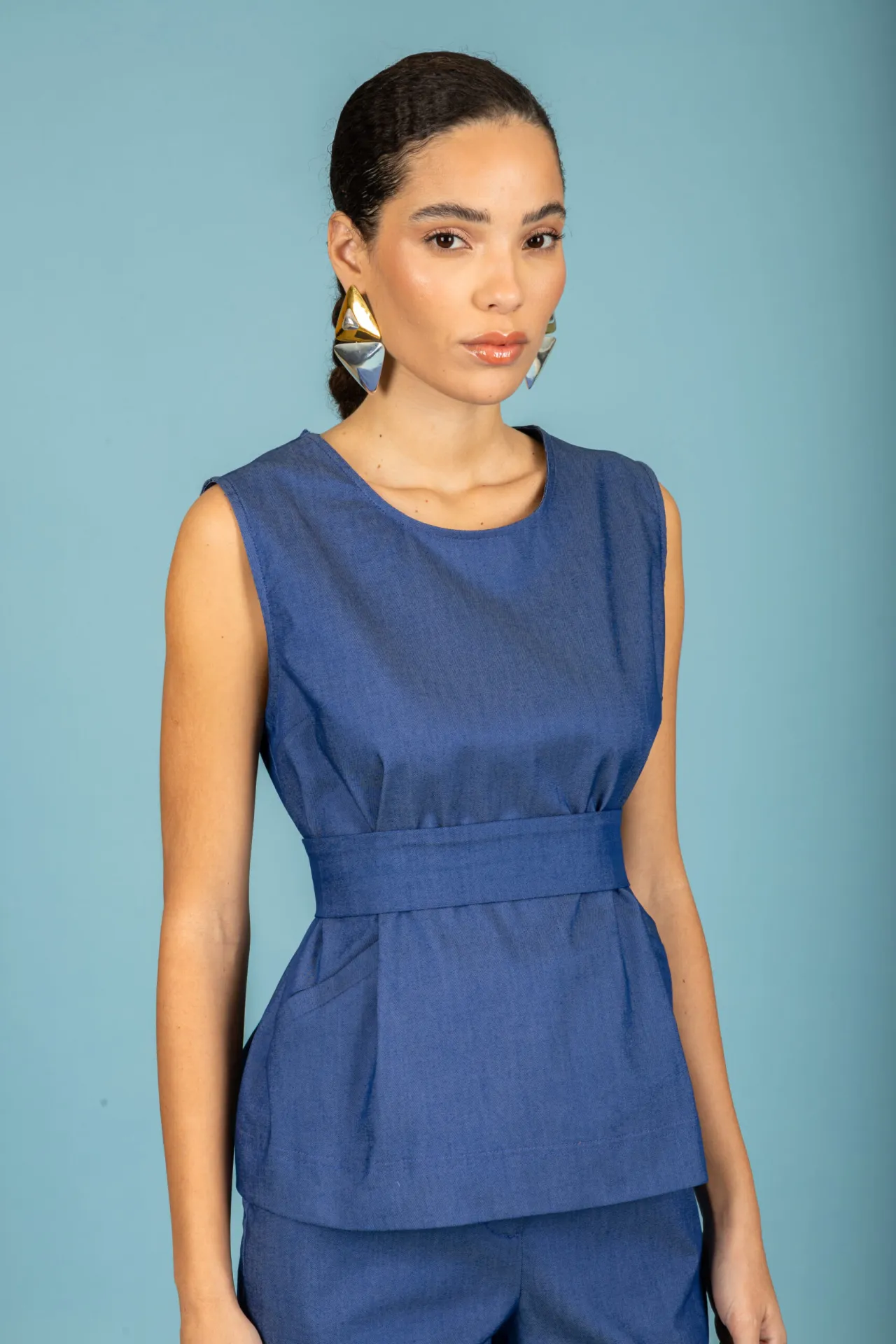 CHATON - Γυναικείο top Bruno 131-71534-Denim (772) Μπλέ
