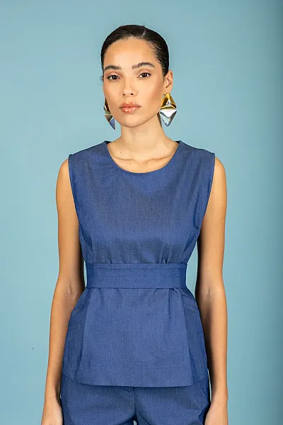 CHATON - Γυναικείο top Bruno 131-71534-Denim (772) Μπλέ