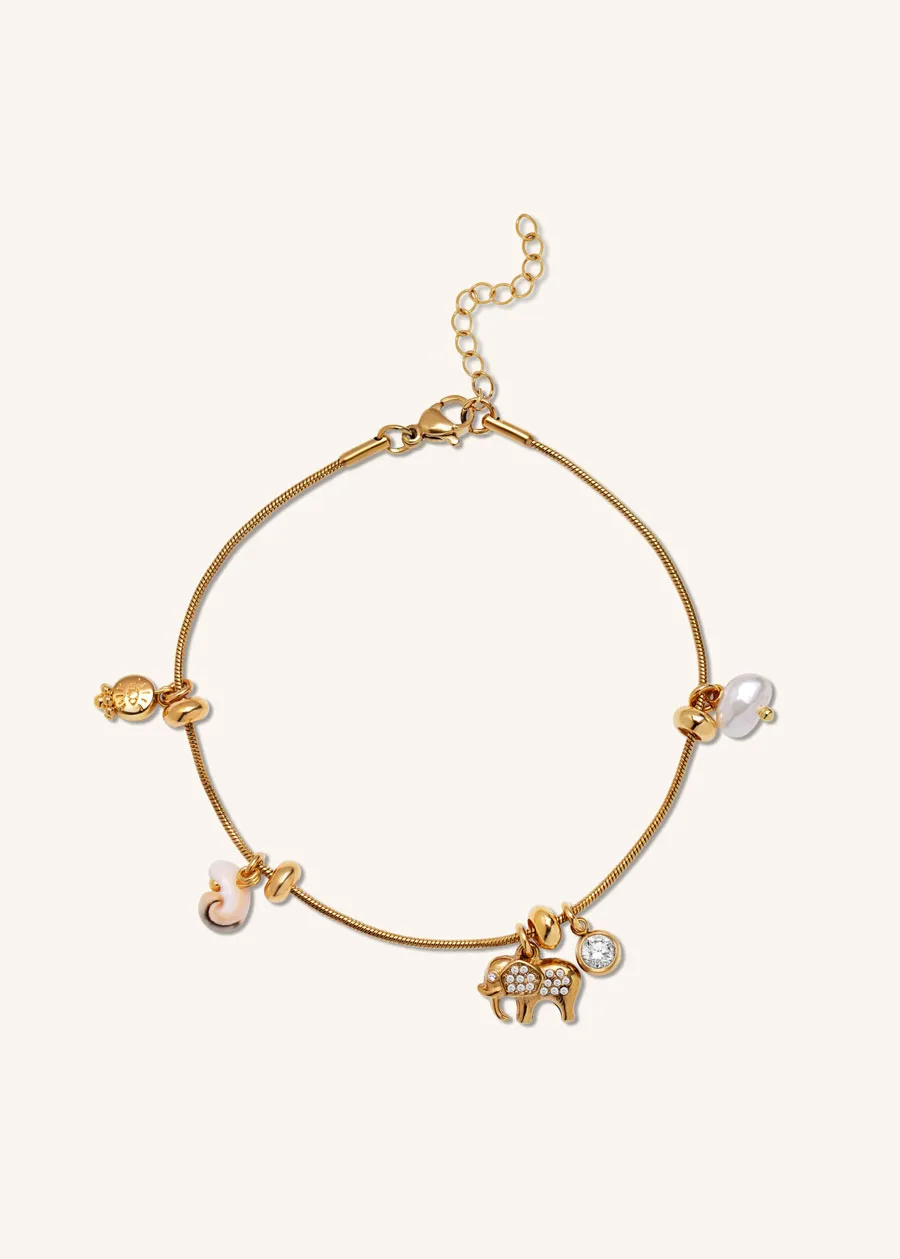 ALMYNOMA - Βραχιόλι Anklet Elephant Charm Gold