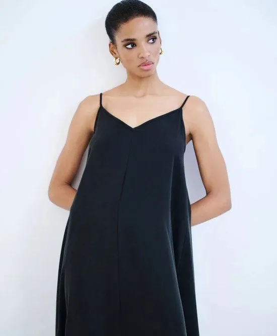 ACCESS - Γυναικείο Φόρεμα μακρύ με τιράντες 63-3344 BLACK