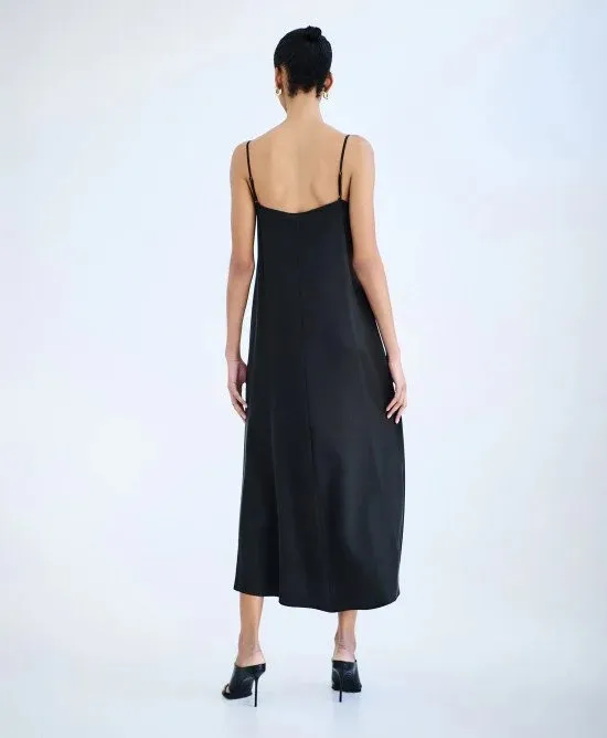 ACCESS - Γυναικείο Φόρεμα μακρύ με τιράντες 63-3344 BLACK