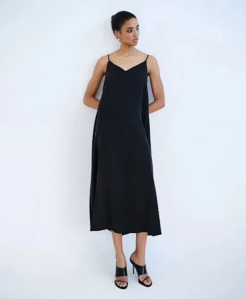 ACCESS - Γυναικείο Φόρεμα μακρύ με τιράντες 63-3344 BLACK