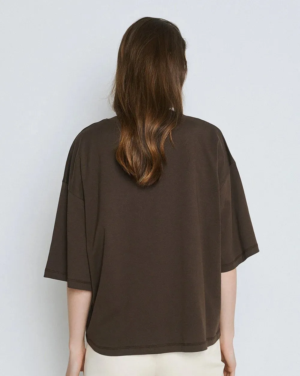 ACCESS - Γυναικείο T-shirt με τύπωμα φλοράλ 63-2007-COFFE