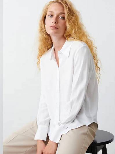 GINA TRICOT - Γυναικείο πουκάμισο viscose shirt 21103 (1000) Λευκό
