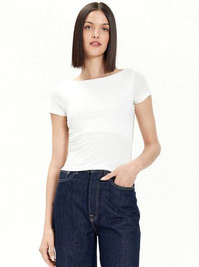 Gina Tricot - T-Shirt 21319 Λευκό Slim Fit