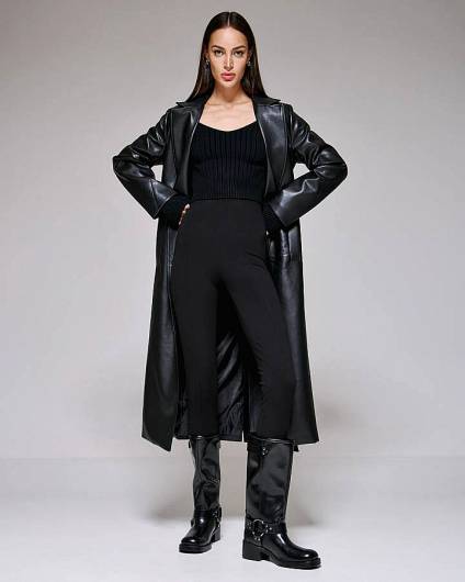 ACCESS - Γυναικείο Ελαστικό παντελόνι με ραφές 34-5097-BLACK
