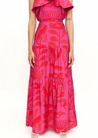 COMPANIA FANTASTICA - Γυναικεία Maxi φούστα 41C/11305 Ροζ