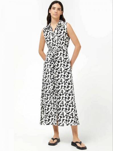 COMPANIA FANTASTICA - Φόρεμα πουκάμισο με ζώνη  42C/40122/1XS Ασπόμαυρο