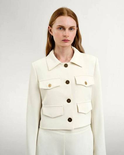 ACCESS - Γυναικείο Σακάκι κοντό με διακοσμητικές τσέπες 43-1032 Off White